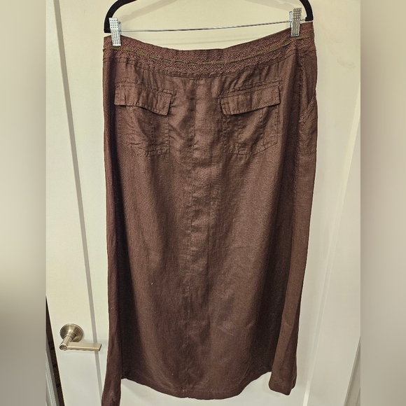 NWT - Linen E•COL•O•GIE Brown Midi Skirt - Size 14 - Picture 8 of 10
